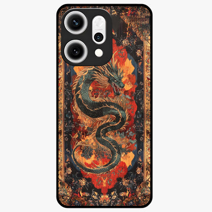 Inferno Dragon Soul Glass Case showing flat back view with fiery dragon artwork and glossy glass finish.