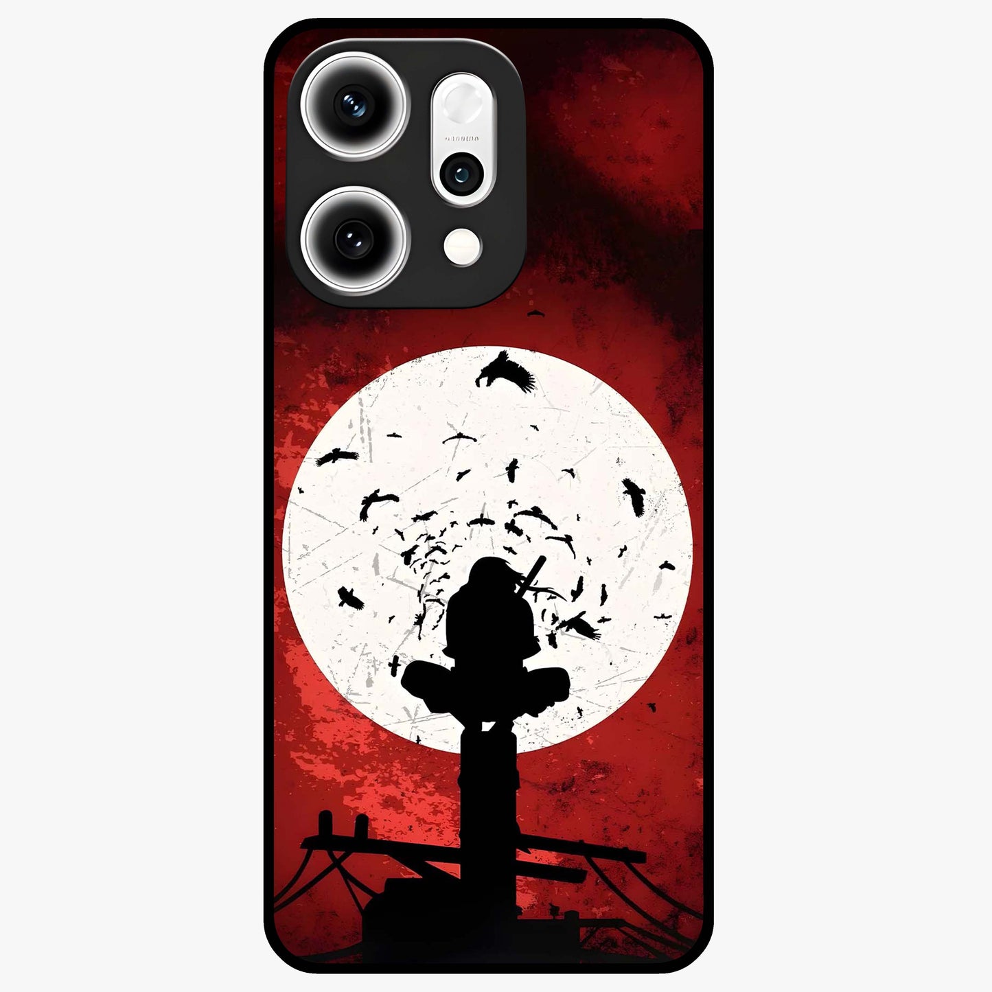 Itachi Limited Edition Naruto Anime Glass Case showing flat back view with iconic anime character artwork and glossy glass finish.