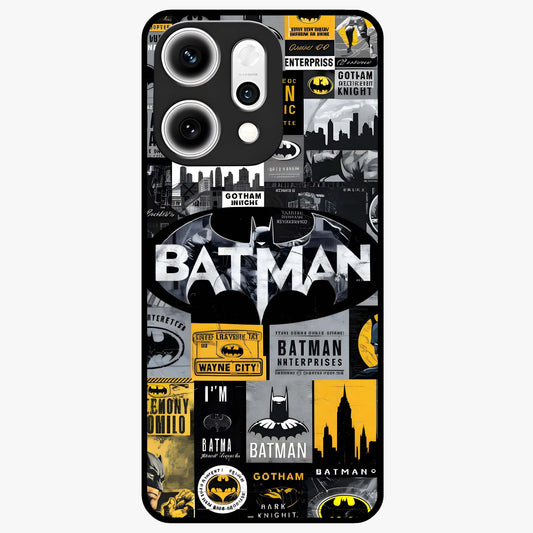 Knight Gotham Rise Glass Case showing flat back view with dark hero inspired artwork and glossy glass finish.