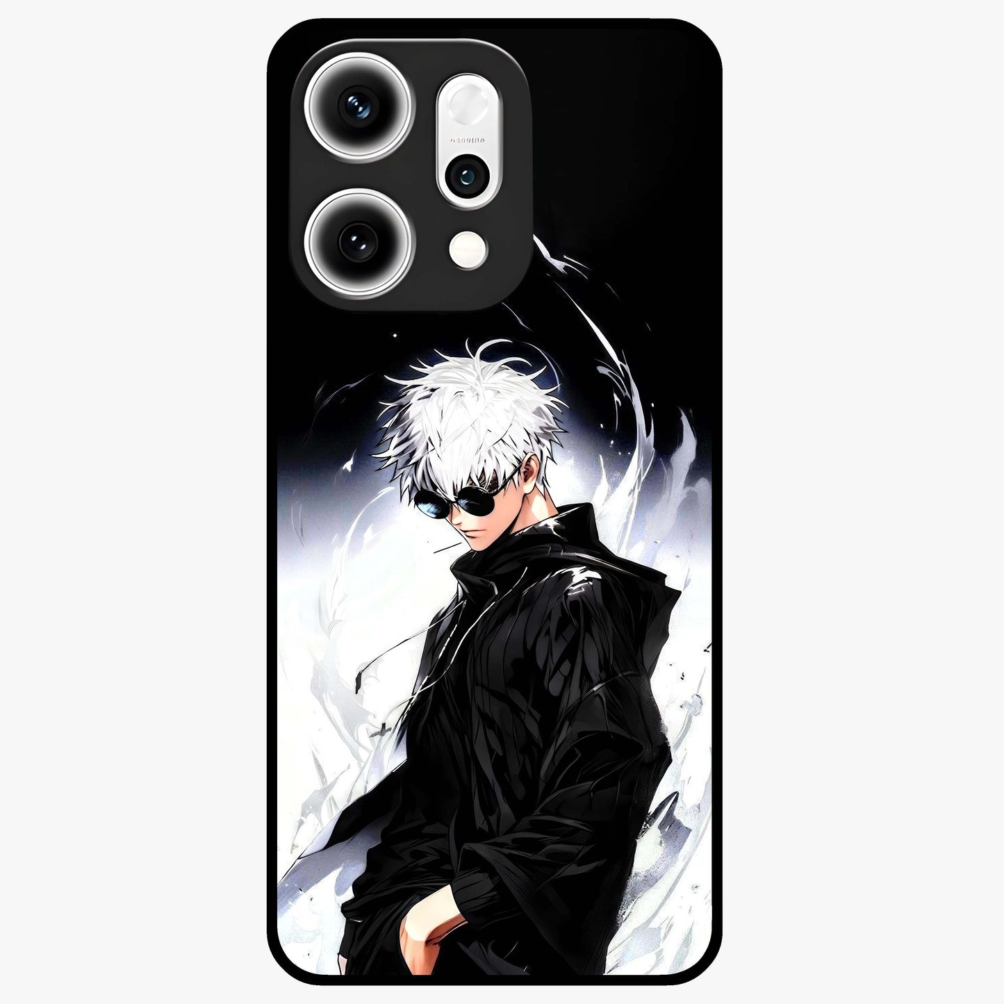 Limitless Shadow King Glass Case showing flat back view with powerful shadow warrior artwork and glossy glass finish.