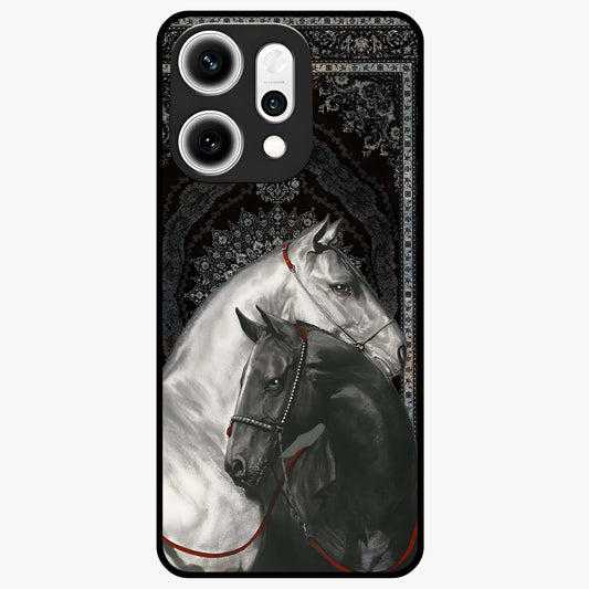 Majestic Ride Legacy Glass Case showing flat back view with powerful automotive inspired artwork and glossy glass finish.