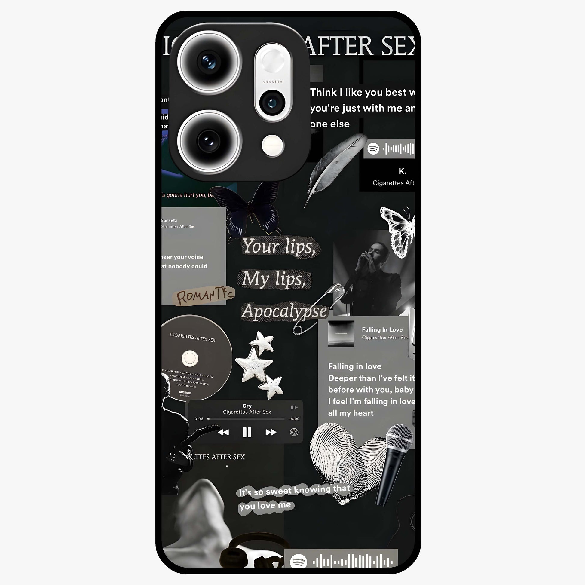 Midnight Love Echo Glass Case showing flat back view with romantic midnight themed artwork and glossy glass finish.