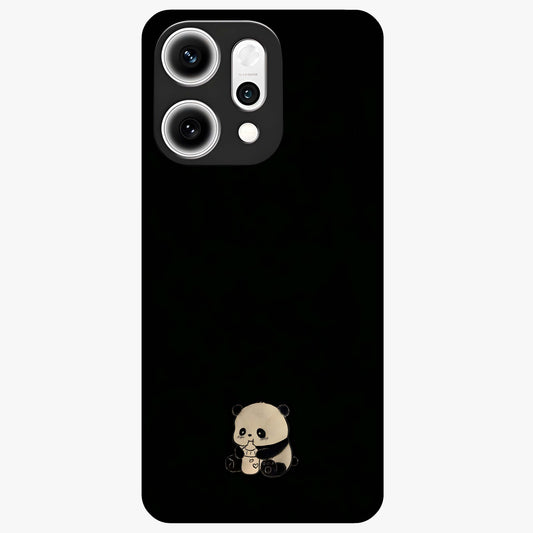 Midnight Panda Love Glass Case showing flat back view with cute panda themed artwork and glossy glass finish.