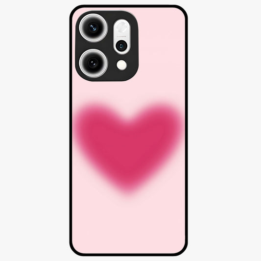 Pink Aura Heart Glass Case showing flat back view with glowing heart artwork and glossy glass finish.