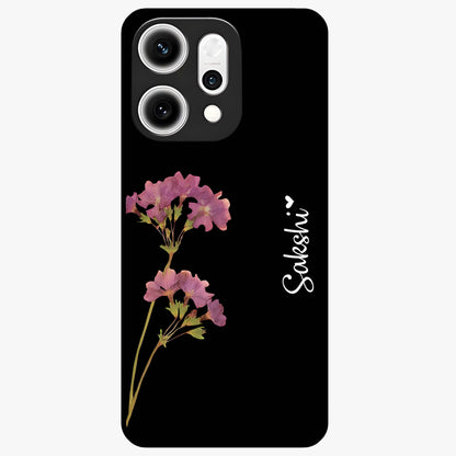 Riching Lavender Flower Custom Name Glass Case showing flat back view with lavender floral artwork and personalized name design.