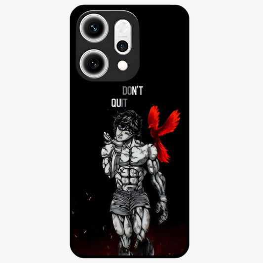 Rise Beyond Limits Glass Case showing flat back view with motivational typography artwork and glossy glass finish.