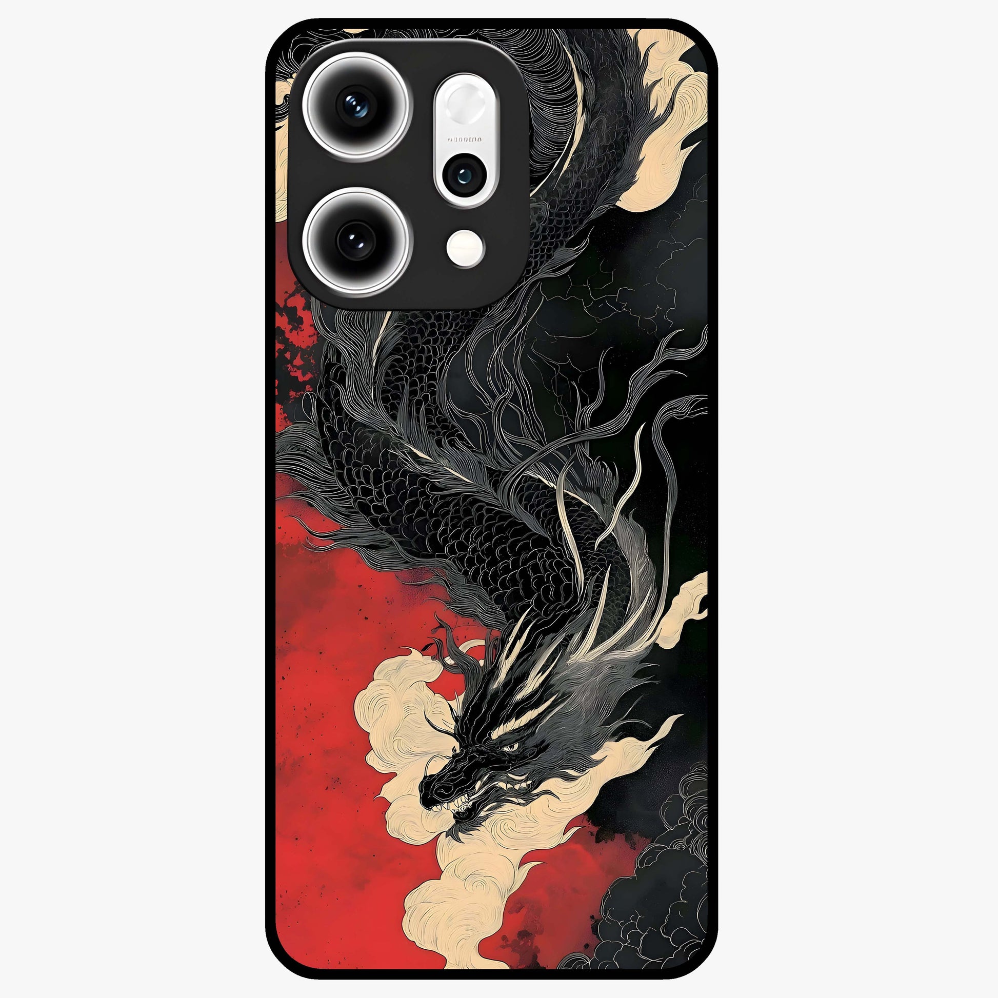 Shadow Dragon Fury Glass Case showing flat back view with fierce dragon artwork and glossy glass finish.