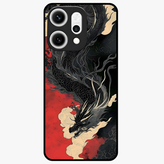Shadow Dragon Fury Glass Case showing flat back view with fierce dragon artwork and glossy glass finish.