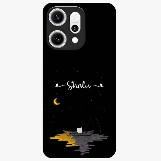 Silent Night Row Glass Case showing flat back view with calm night themed artwork and glossy glass finish.