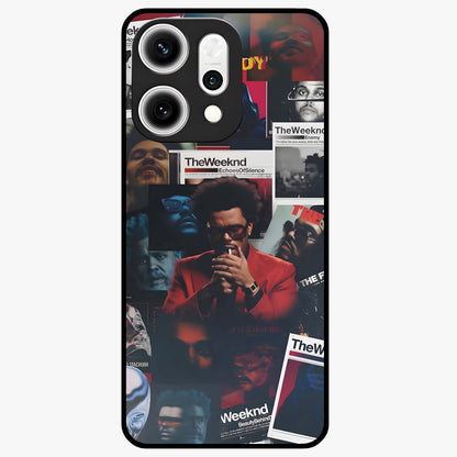 The Weeknd Glass Case showing flat back view with music inspired artistic portrait artwork and glossy glass finish.