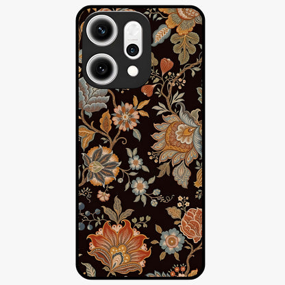 Vintage Floral Dream Glass Case showing flat back view with classic floral artwork and glossy glass finish.