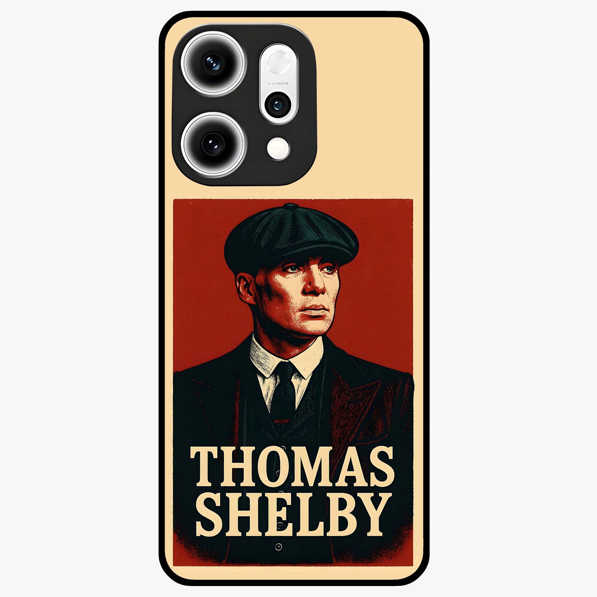 Vintage Mafia Authority Glass Case showing flat back view with bold vintage mafia inspired artwork and glossy glass finish.