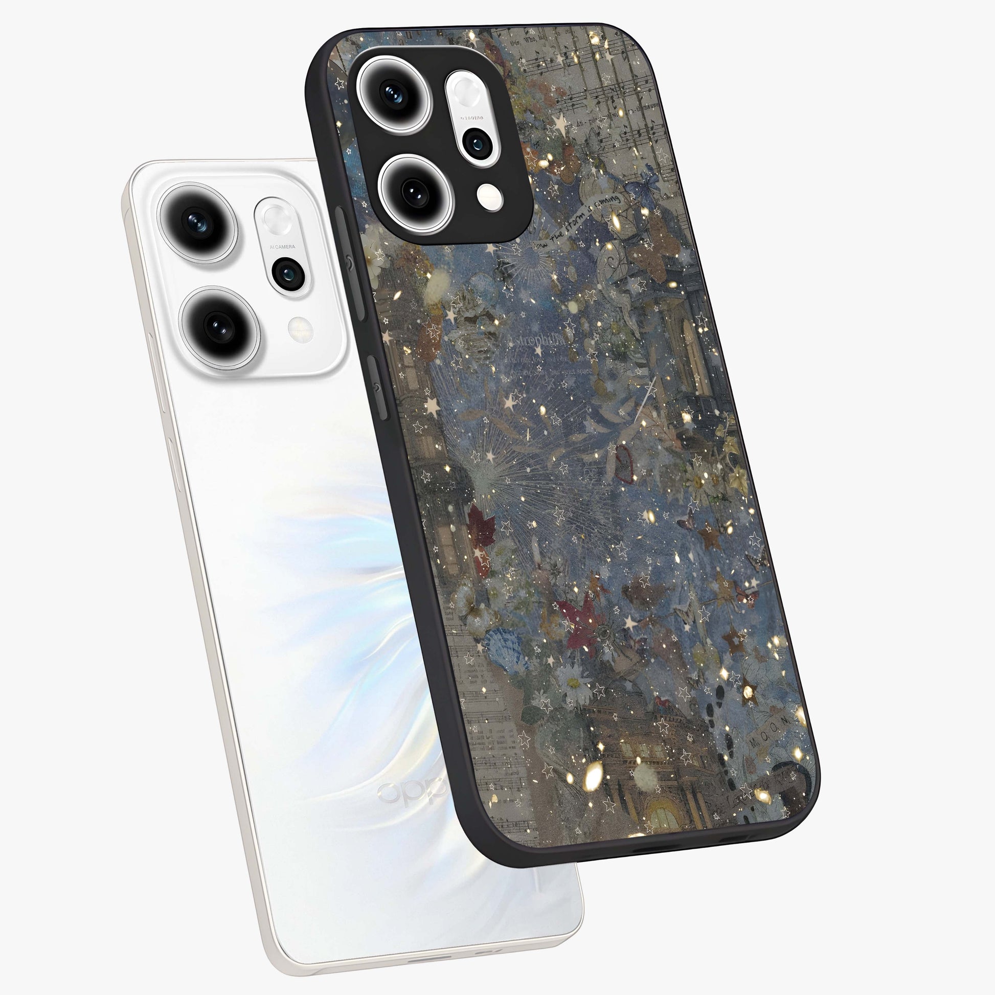 Aesthetic Astrolophia Glass Case displayed in angled mockup highlighting artistic aesthetic elements and smooth glass surface.