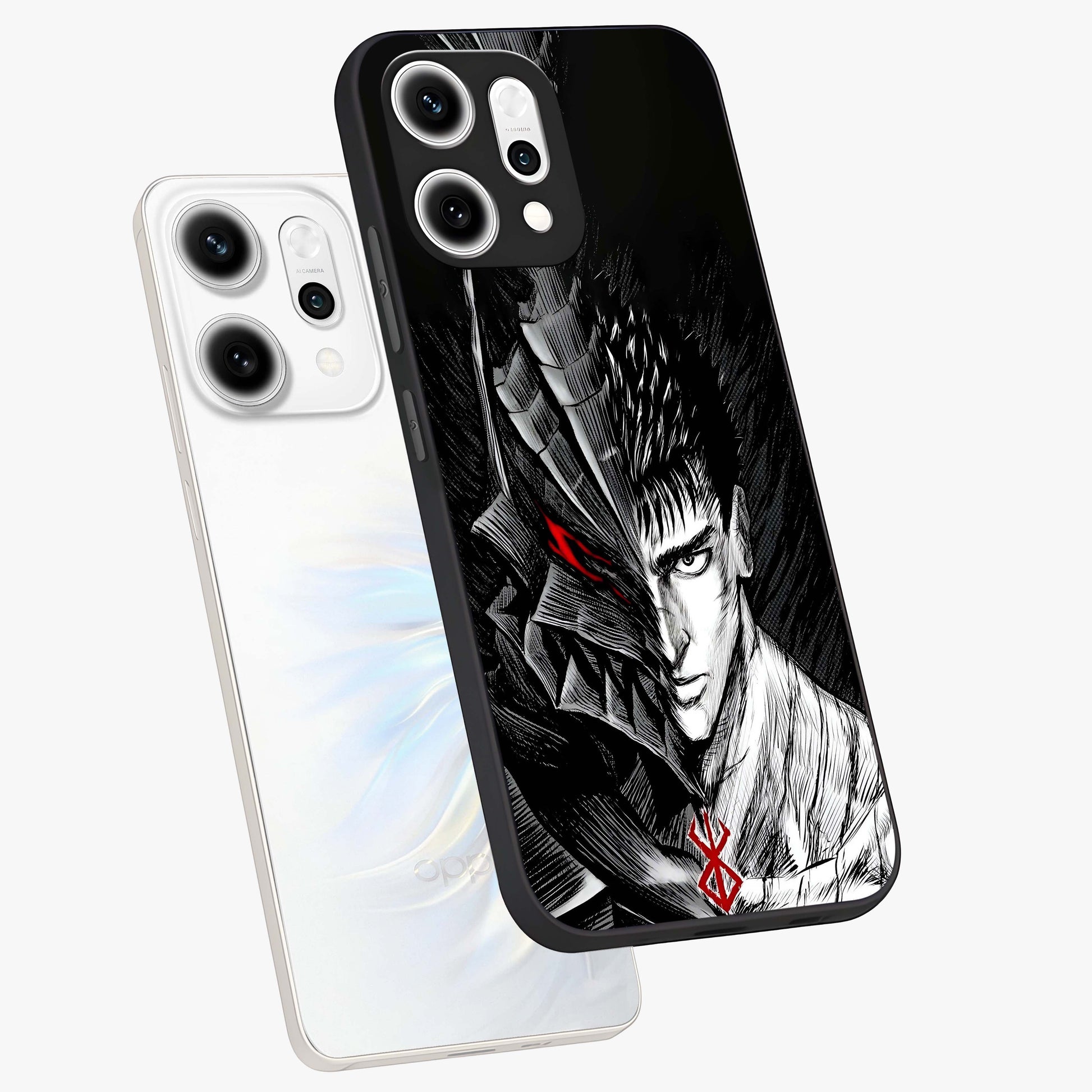 Berserker Blood Oath Glass Case displayed in angled mockup highlighting dark fantasy graphic design and powerful theme.