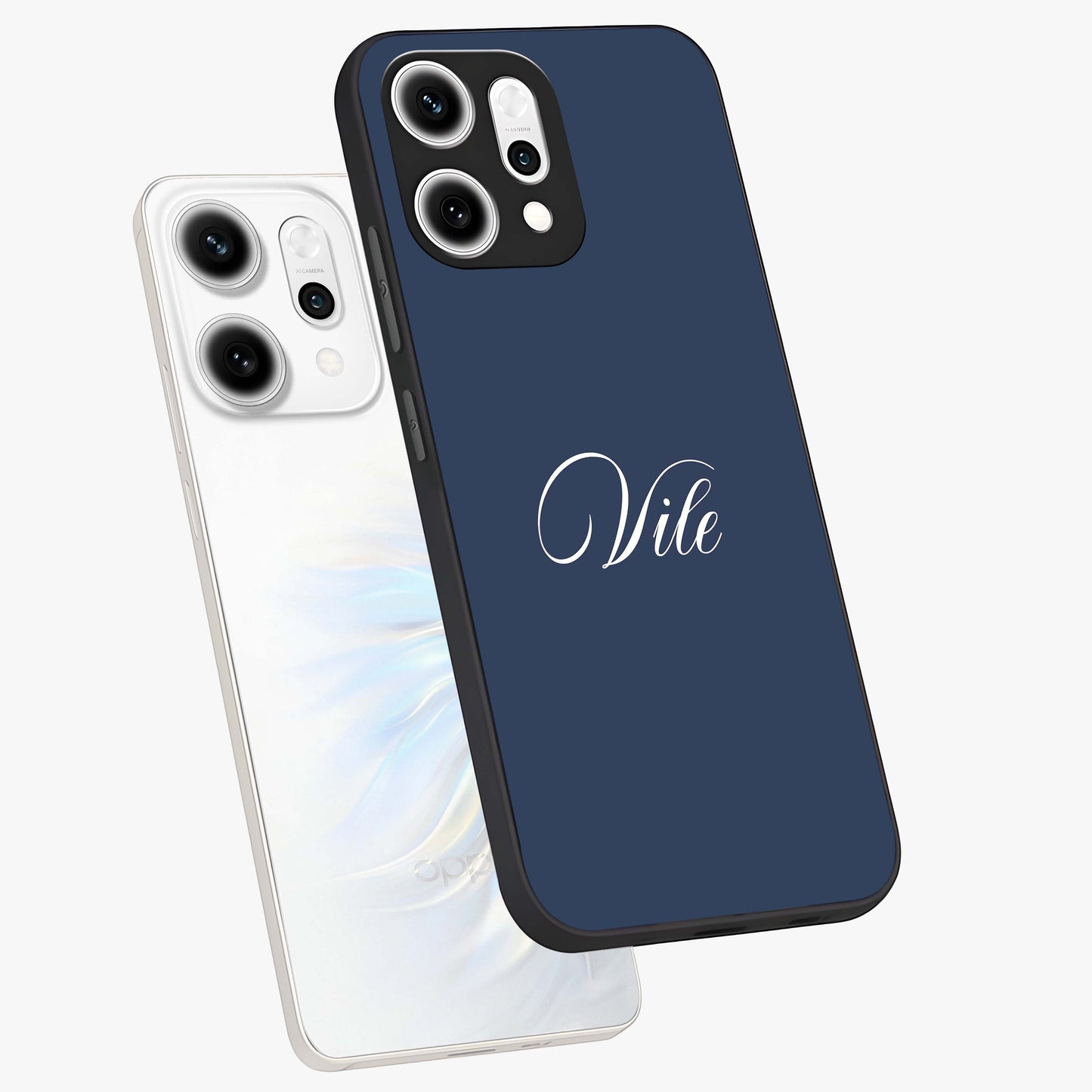 Blue Vintage Floral Pattern Glass Case showing flat back view with elegant vintage floral artwork and glossy glass finish.