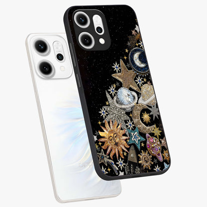 Cosmic Sparkle Dreams Glass Case displayed in angled mockup highlighting dreamy star sparkle design with celestial aesthetic.