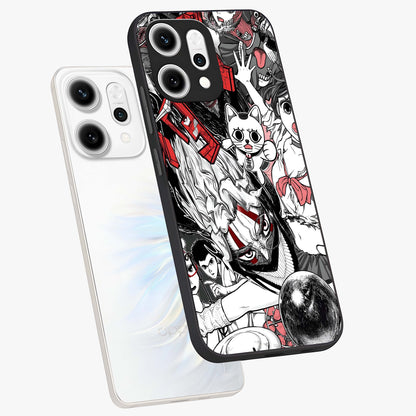 Crimson Chaos Panel Glass Case displayed in angled mockup highlighting chaotic panel style design with modern graphic theme.
