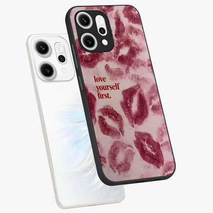 Crimson Kiss Love Glass Case displayed in angled mockup highlighting bold love inspired design with modern aesthetic style.