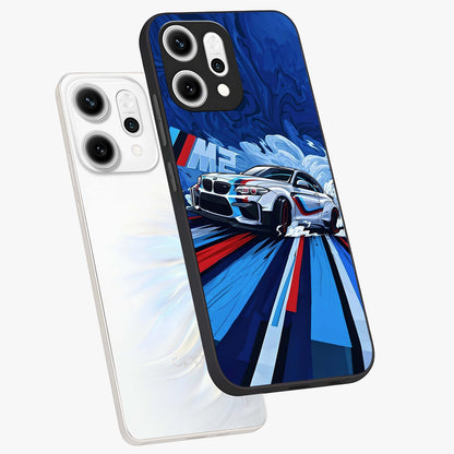 Drift Power Rush Glass Case displayed in angled mockup highlighting powerful drift car design with sporty aesthetic style.