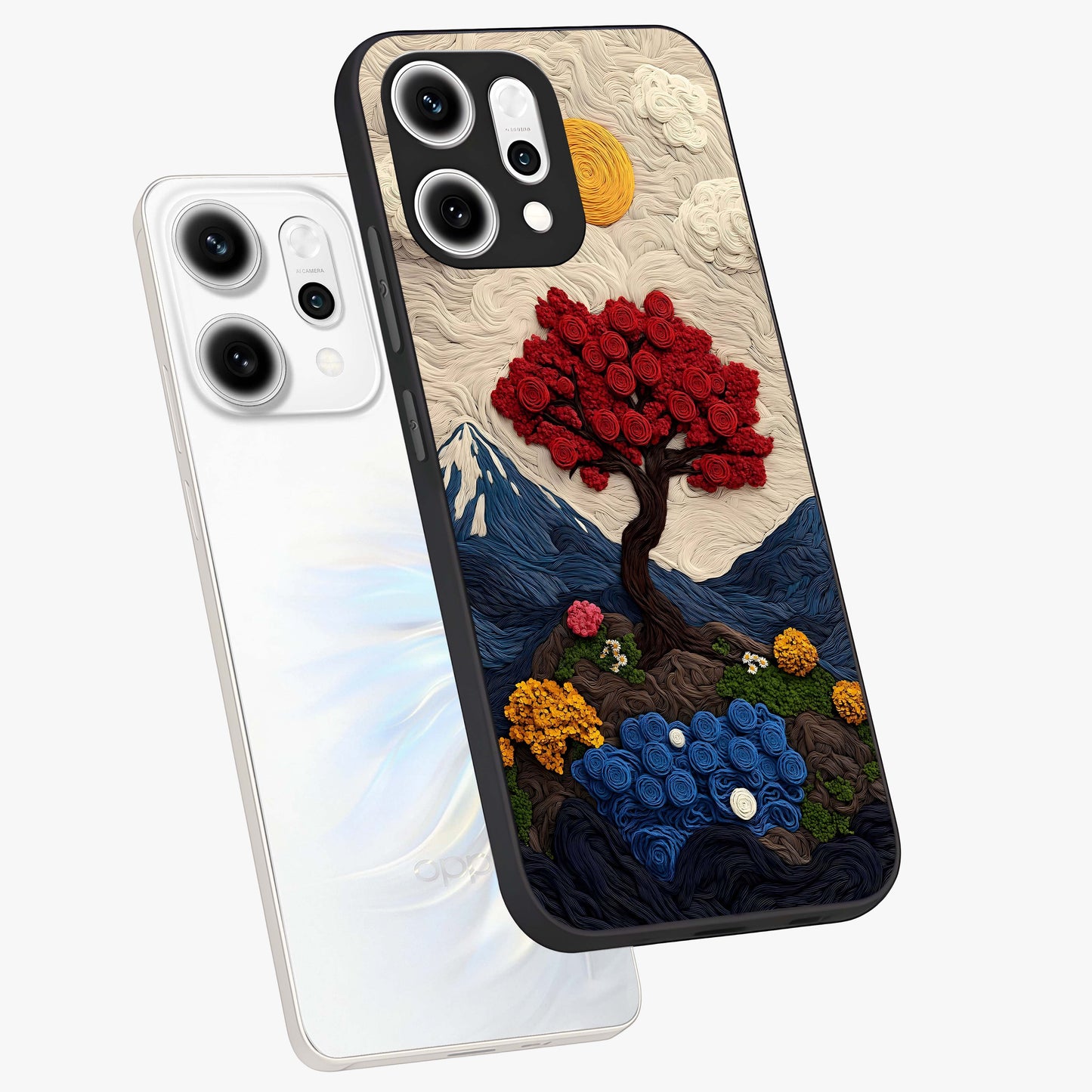 Eternal Nature Tapestry Glass Case displayed in angled mockup highlighting detailed botanical pattern with artistic aesthetic.