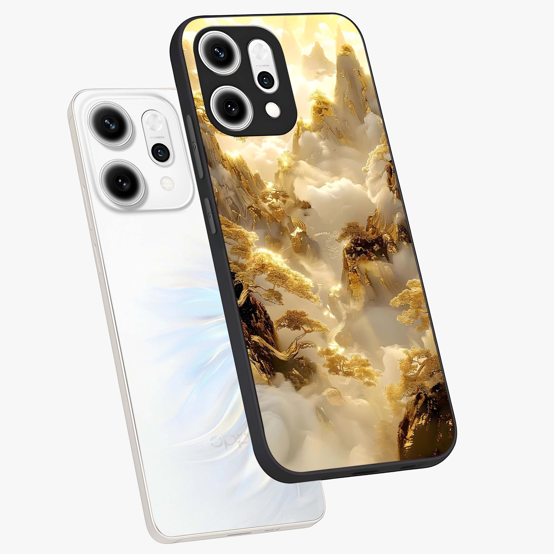 Gates Of Illumination Glass Case displayed in angled mockup highlighting radiant portal inspired design with fantasy aesthetic.