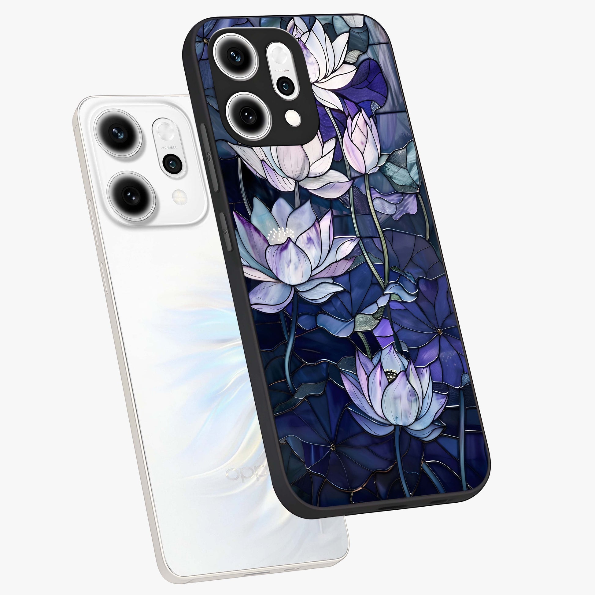 Gloss Petal Rush Glass Case displayed in angled mockup highlighting vibrant petal design with elegant floral aesthetic.