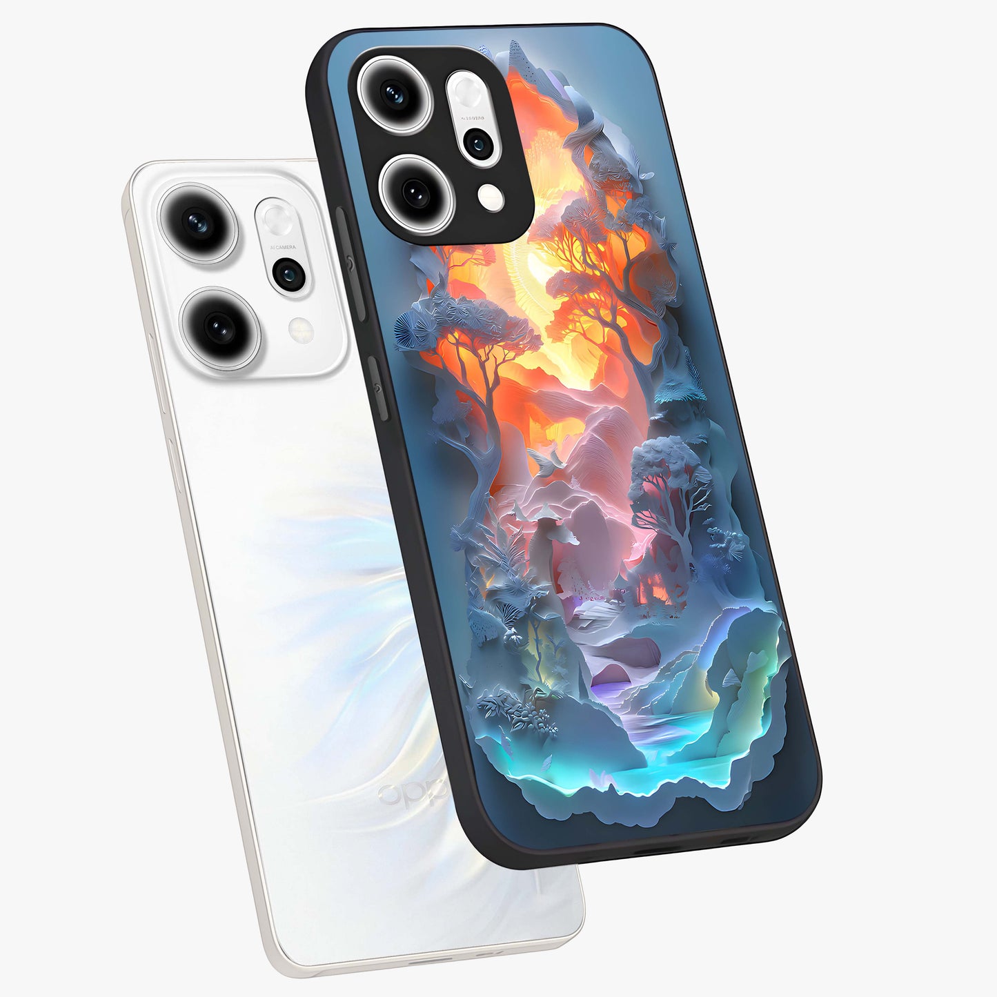 Glow Forest Portal Glass Case displayed in angled mockup highlighting mystical forest design with magical glowing aesthetic.