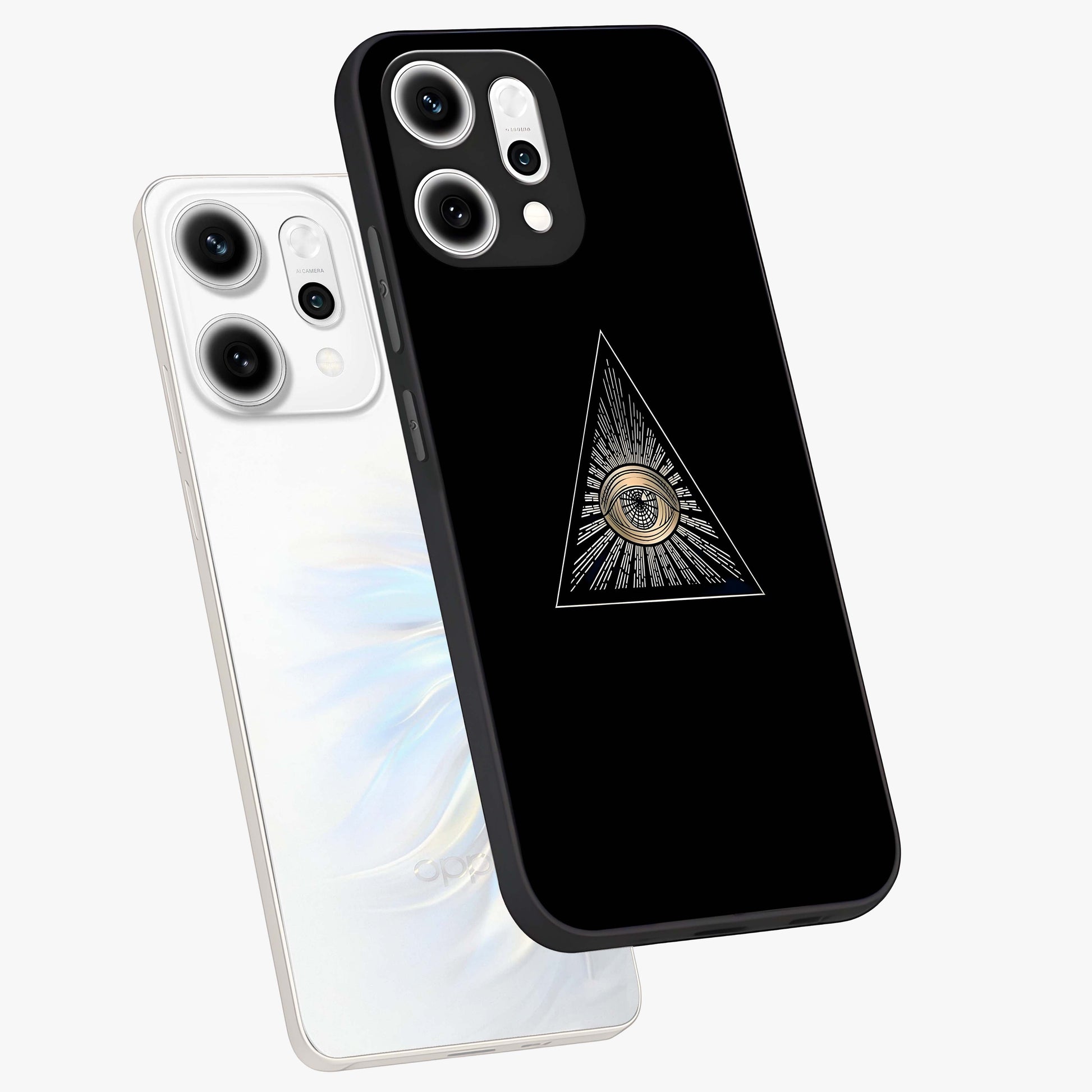 Illuminati Evil Glass Case displayed in angled mockup highlighting dark occult inspired design with bold aesthetic style.