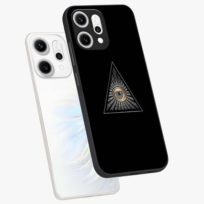 Illuminati Evil Glass Case displayed in angled mockup highlighting dark occult inspired design with bold aesthetic style.