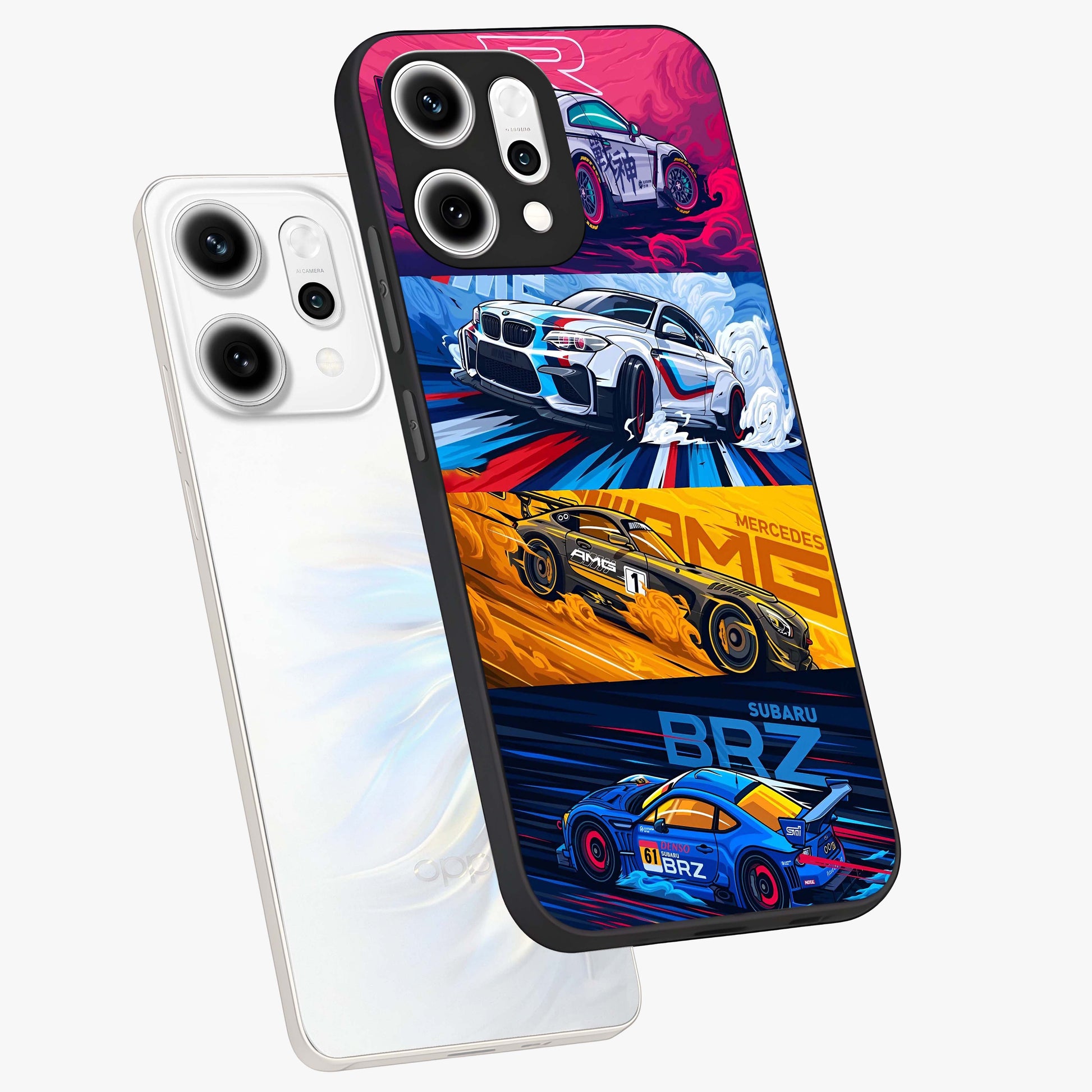 JDM Sports Car Glass Case displayed in angled mockup highlighting sleek Japanese racing car design with automotive aesthetic.
