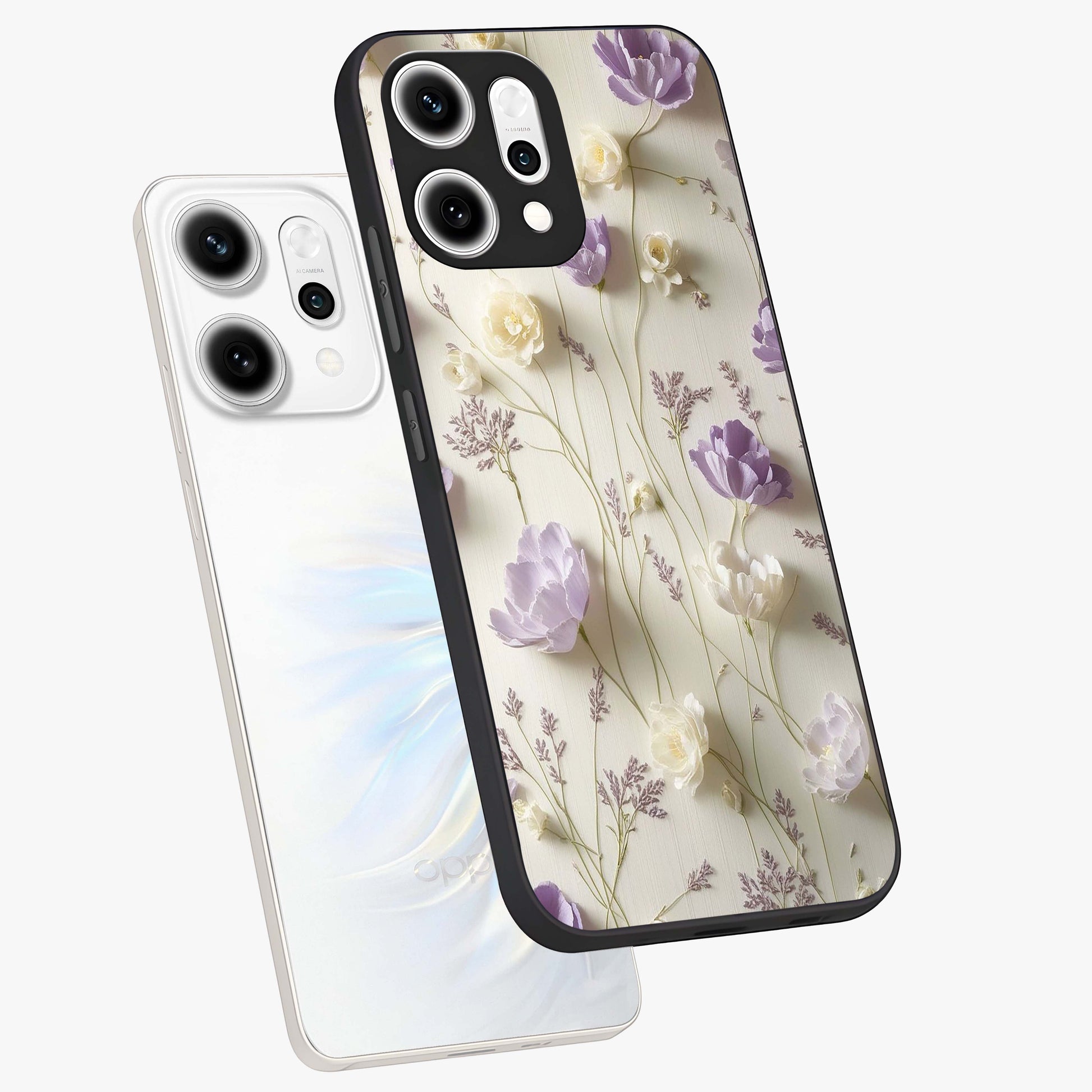 Lilac Breeze Harmony Glass Case displayed in angled mockup highlighting calm lilac breeze design with soothing aesthetic style.