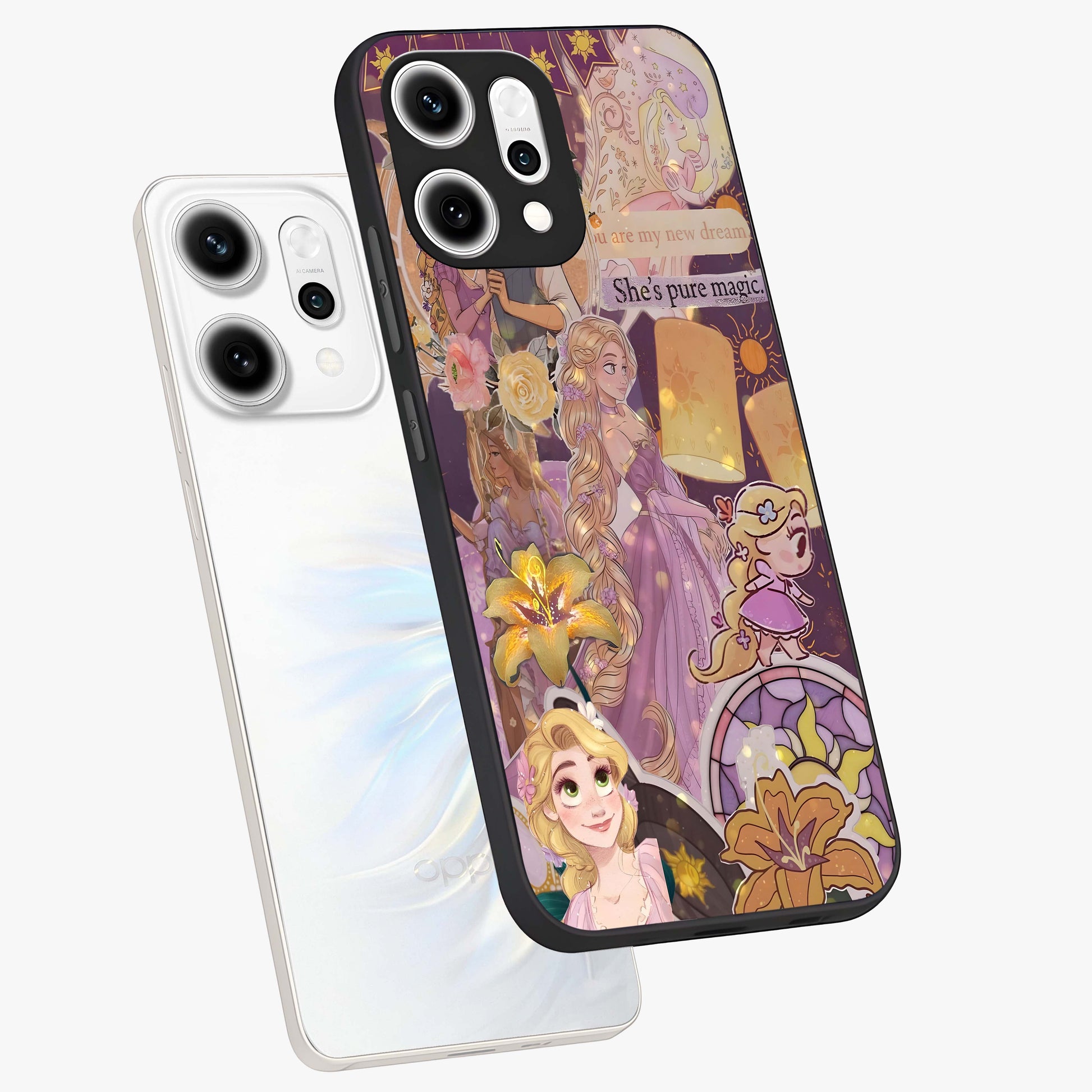 Magical Tangled Dream Glass Case displayed in angled mockup highlighting whimsical fantasy design with magical aesthetic.