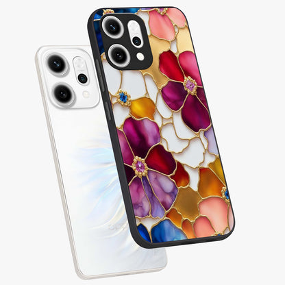 Marble Flower Pattern Glass Case displayed in angled mockup highlighting elegant marble floral design with modern aesthetic.
