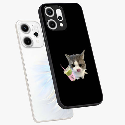 Matcha Cat Style Glass Case displayed in angled mockup highlighting playful feline design with pastel matcha aesthetic.