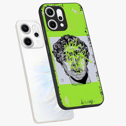 Neo Graffiti Rebellion Glass Case displayed in angled mockup highlighting urban street art design with rebellious aesthetic.