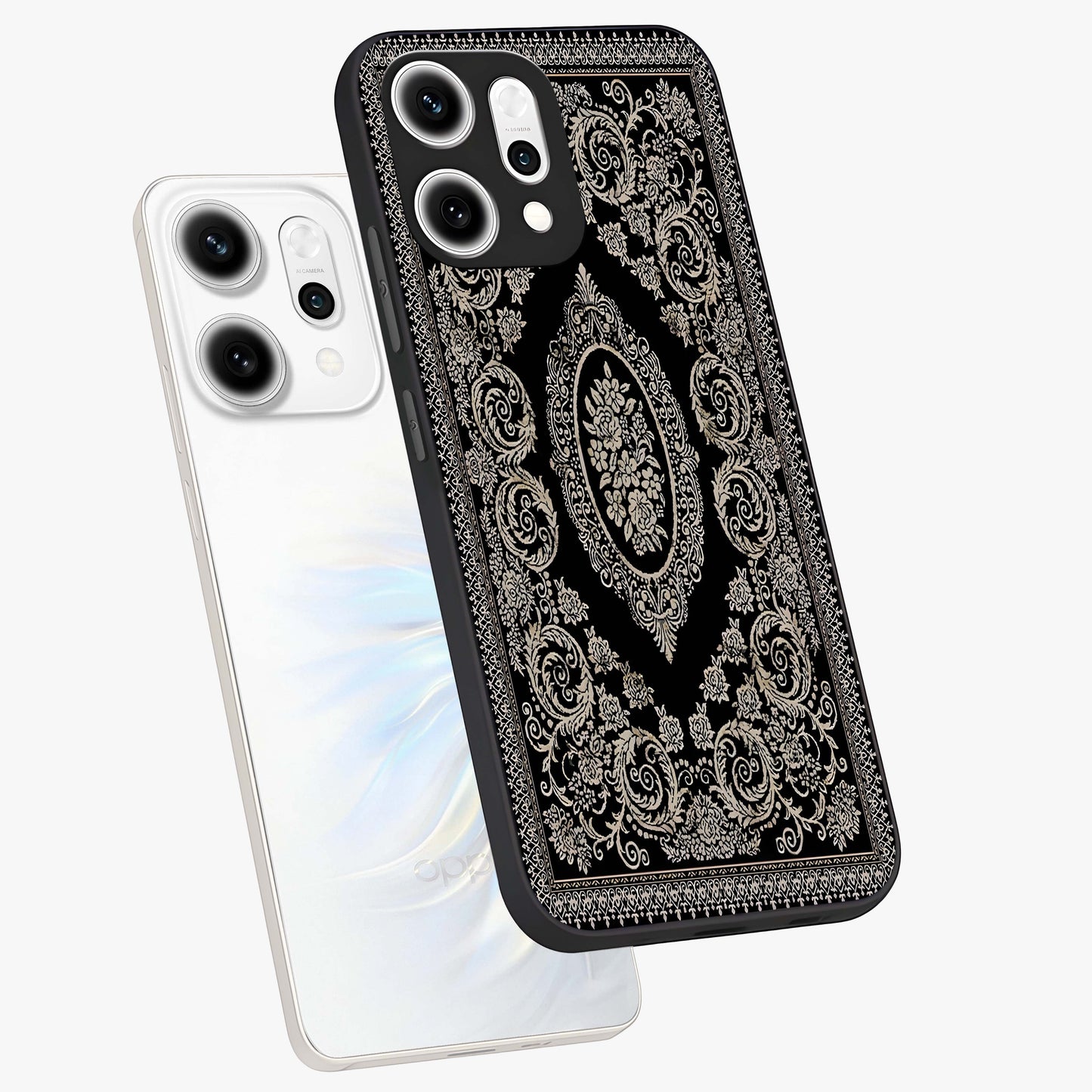 Noir Bloom Elegance Glass Case displayed in angled mockup highlighting refined flower design with stylish noir aesthetic.