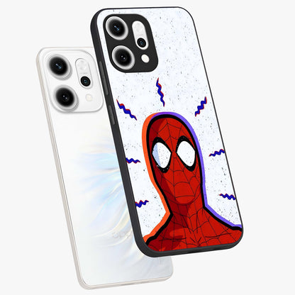 Omg Spiderman Glass Case displayed in angled mockup highlighting dynamic hero illustration with action comic aesthetic.