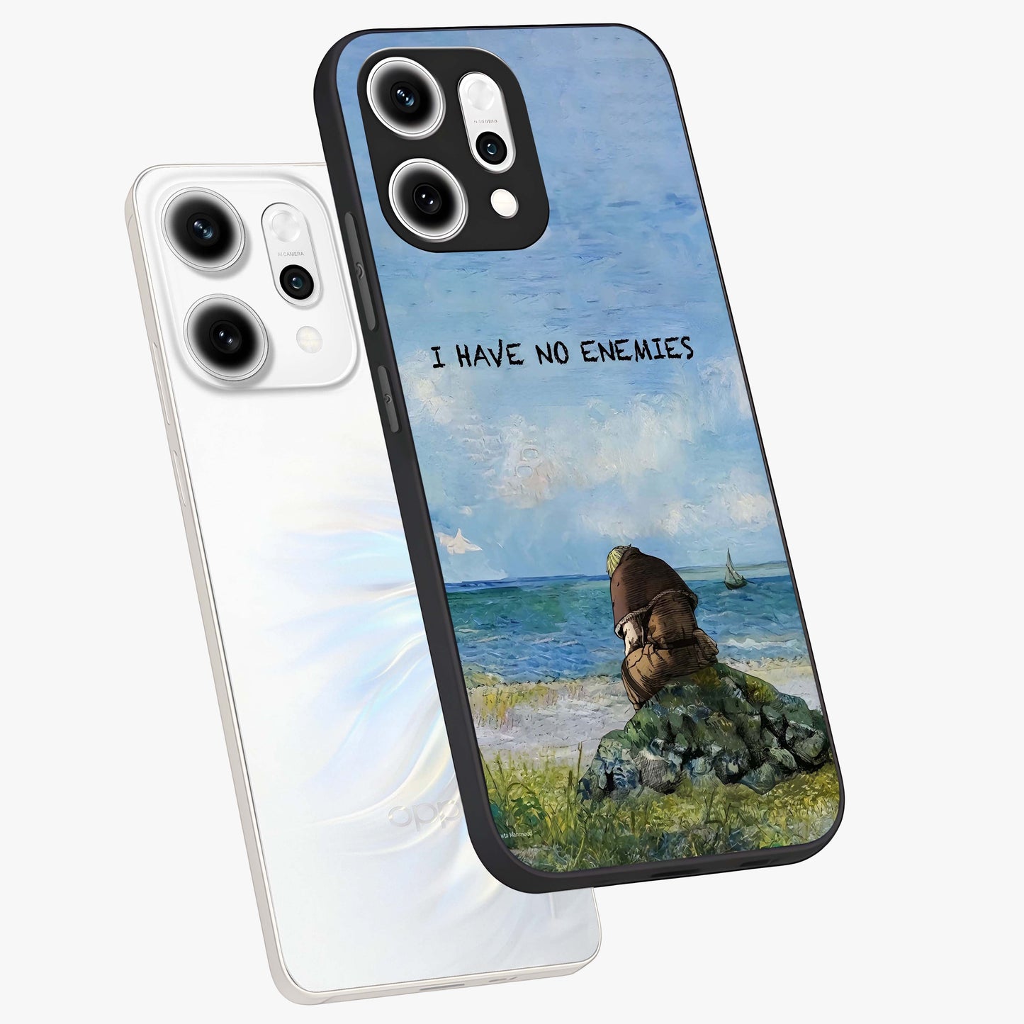 Peace Beyond War Glass Case displayed in angled mockup highlighting meaningful message design with artistic aesthetic style.