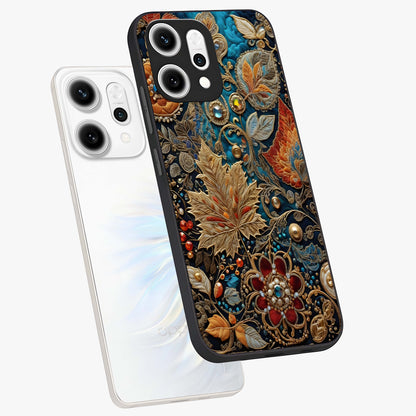 Royal Jewel Garden Glass Case displayed in angled mockup highlighting vibrant jewel inspired floral design with elegant aesthetic.