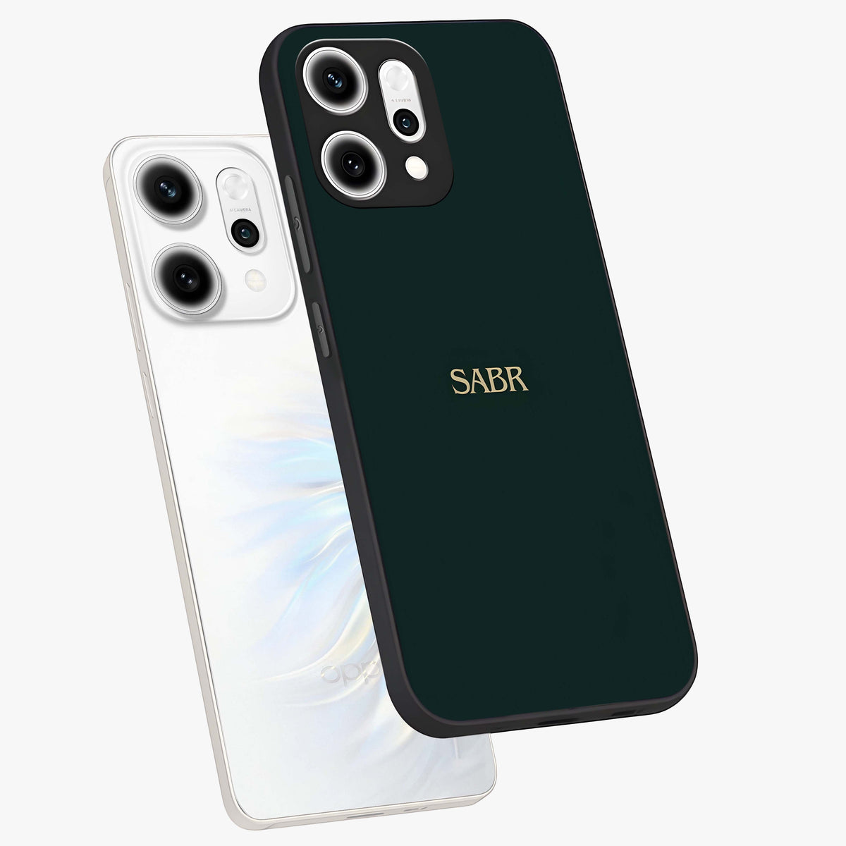 Sabr Minimal Patience Glass Case displayed in angled mockup highlighting simple inspirational design with clean aesthetic style.