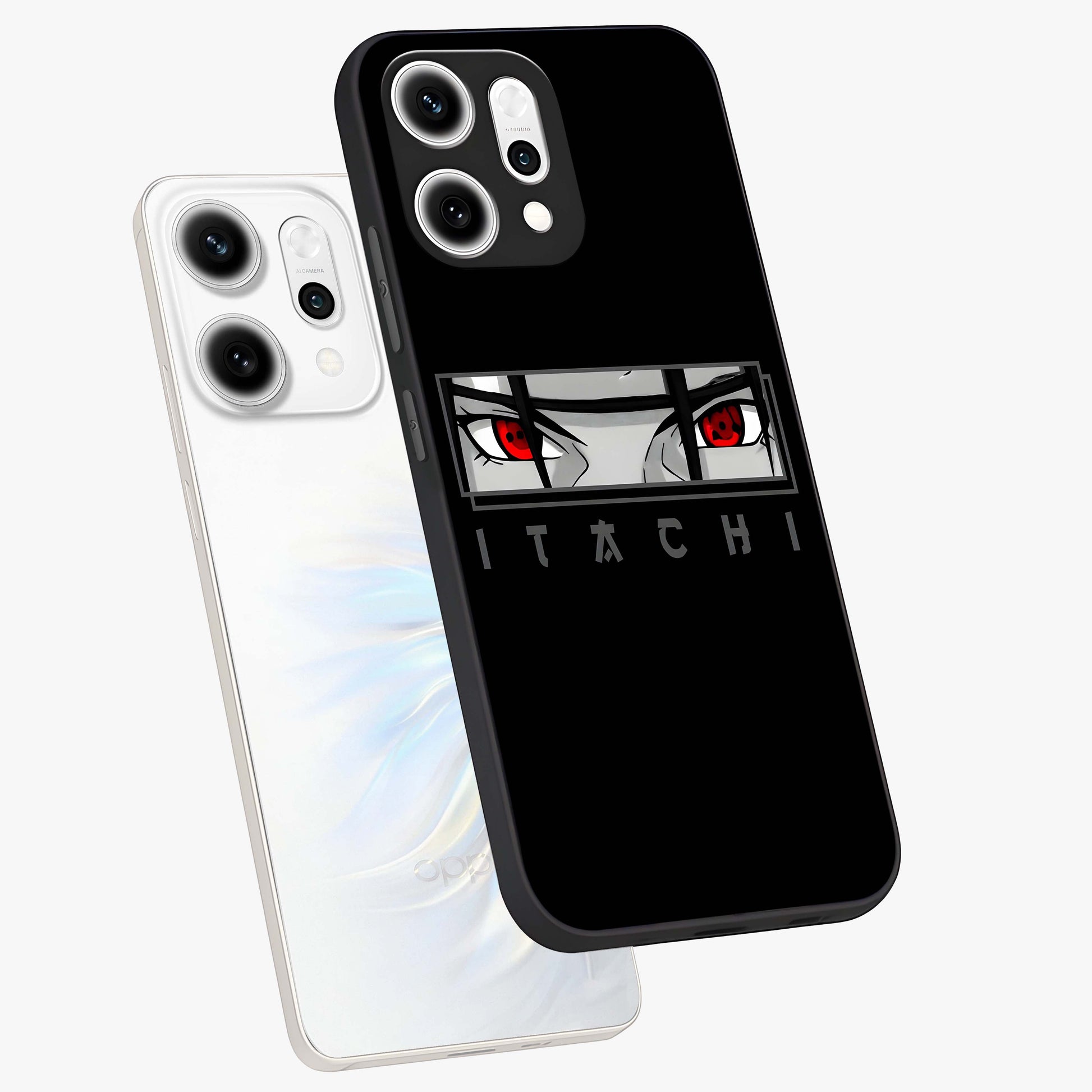 Scarlet Gaze Dominance Glass Case displayed in angled mockup highlighting intense visual design with bold scarlet aesthetic.