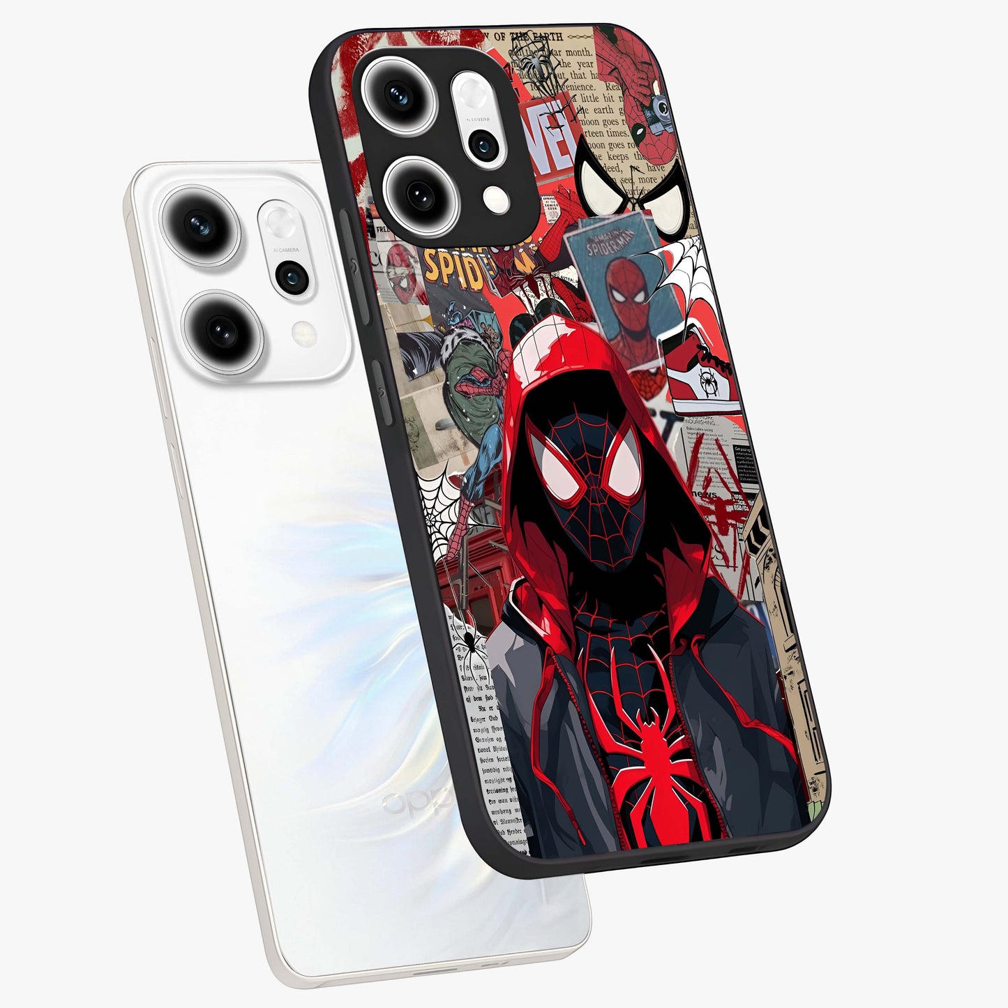 Spider Collage Street Glass Case displayed in angled mockup highlighting dynamic street style collage design with comic aesthetic.