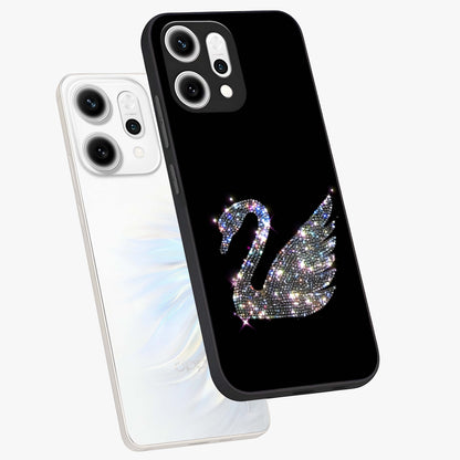 Starlit Swan Grace Glass Case displayed in angled mockup highlighting elegant swan illustration with dreamy celestial aesthetic.