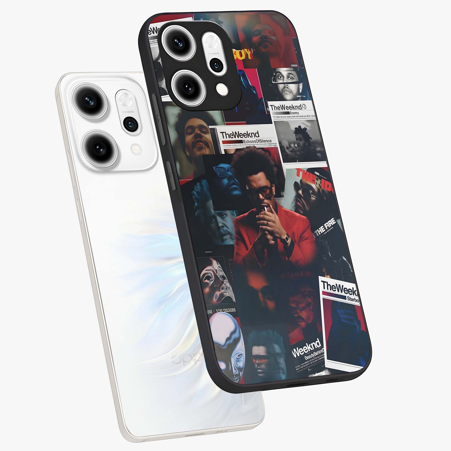 The Weeknd Glass Case displayed in angled mockup highlighting stylish pop culture inspired design with modern aesthetic.