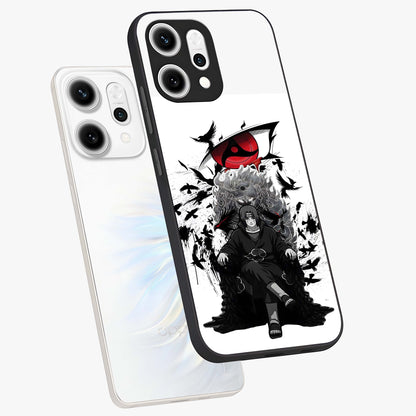 Uchiha Shadow Throne Glass Case displayed in angled mockup highlighting glowing aquatic design with celestial aesthetic.