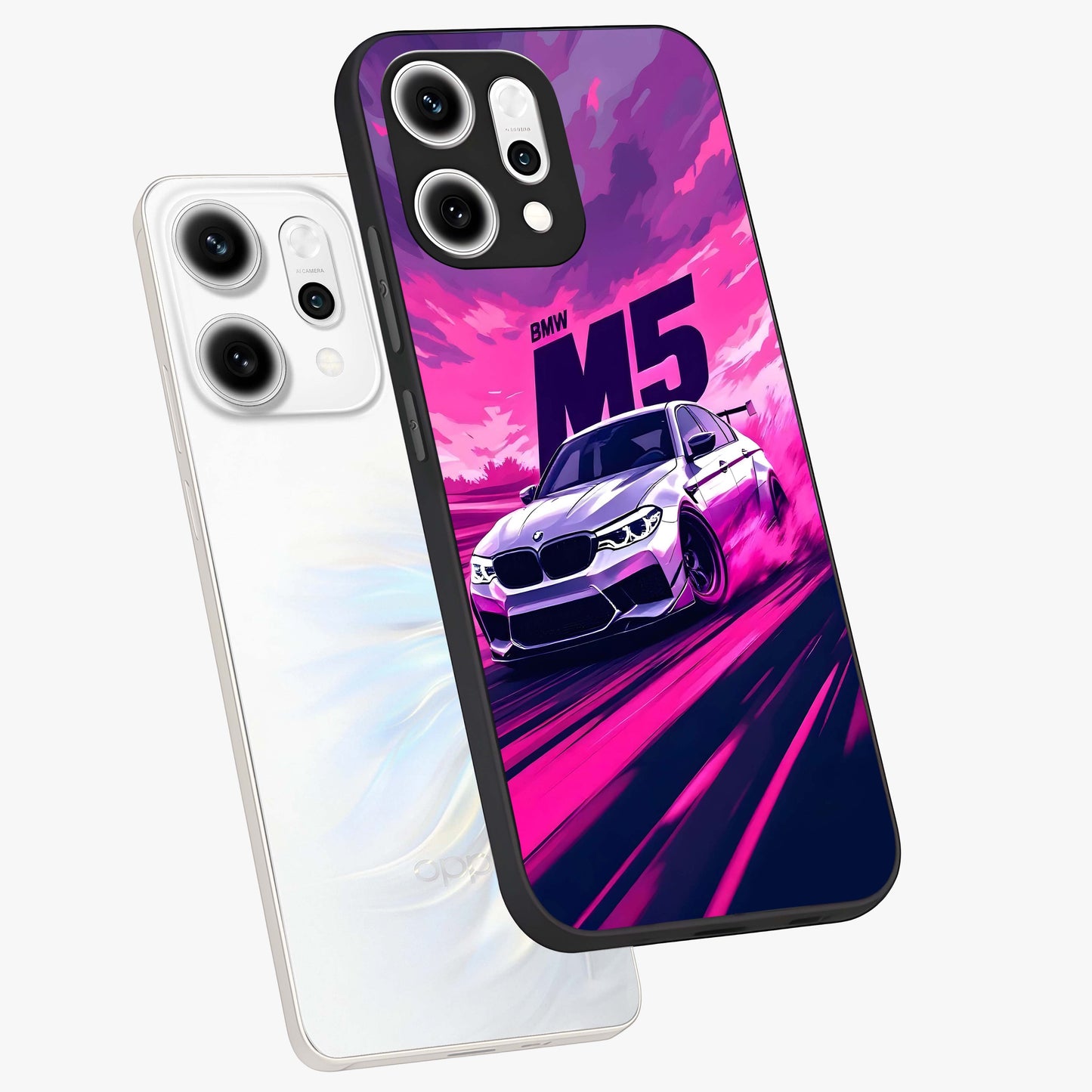 Velocity Drift Pulse Glass Case displayed in angled mockup highlighting dynamic drift design with sporty automotive aesthetic.