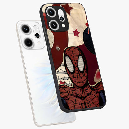 Web Warrior Vibes Glass Case displayed in angled mockup highlighting dynamic web design with comic style aesthetic.