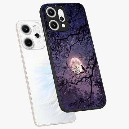 Whispering Moon Silence Glass Case displayed in angled mockup highlighting calm lunar design with dreamy night aesthetic.