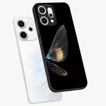 Whispers Of Wings Glass Case displayed in angled mockup highlighting soft feather design with celestial aesthetic style.