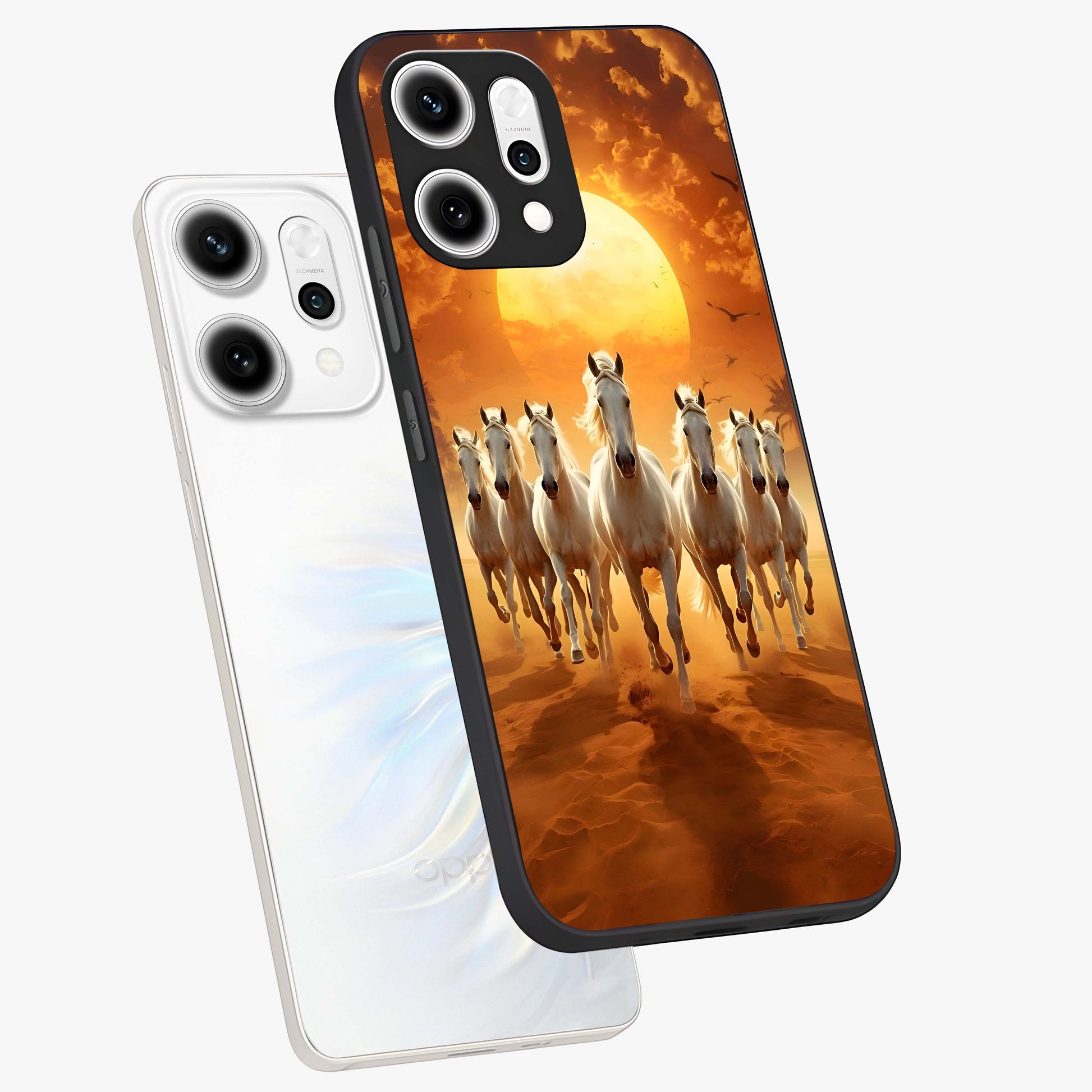 Wild Sunset Majesty Glass Case displayed in angled mockup highlighting vibrant sunset sky design with scenic aesthetic.